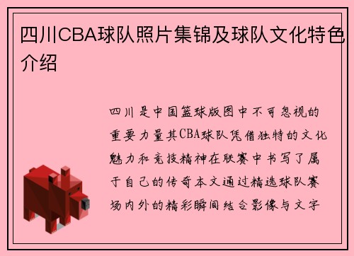 四川CBA球队照片集锦及球队文化特色介绍